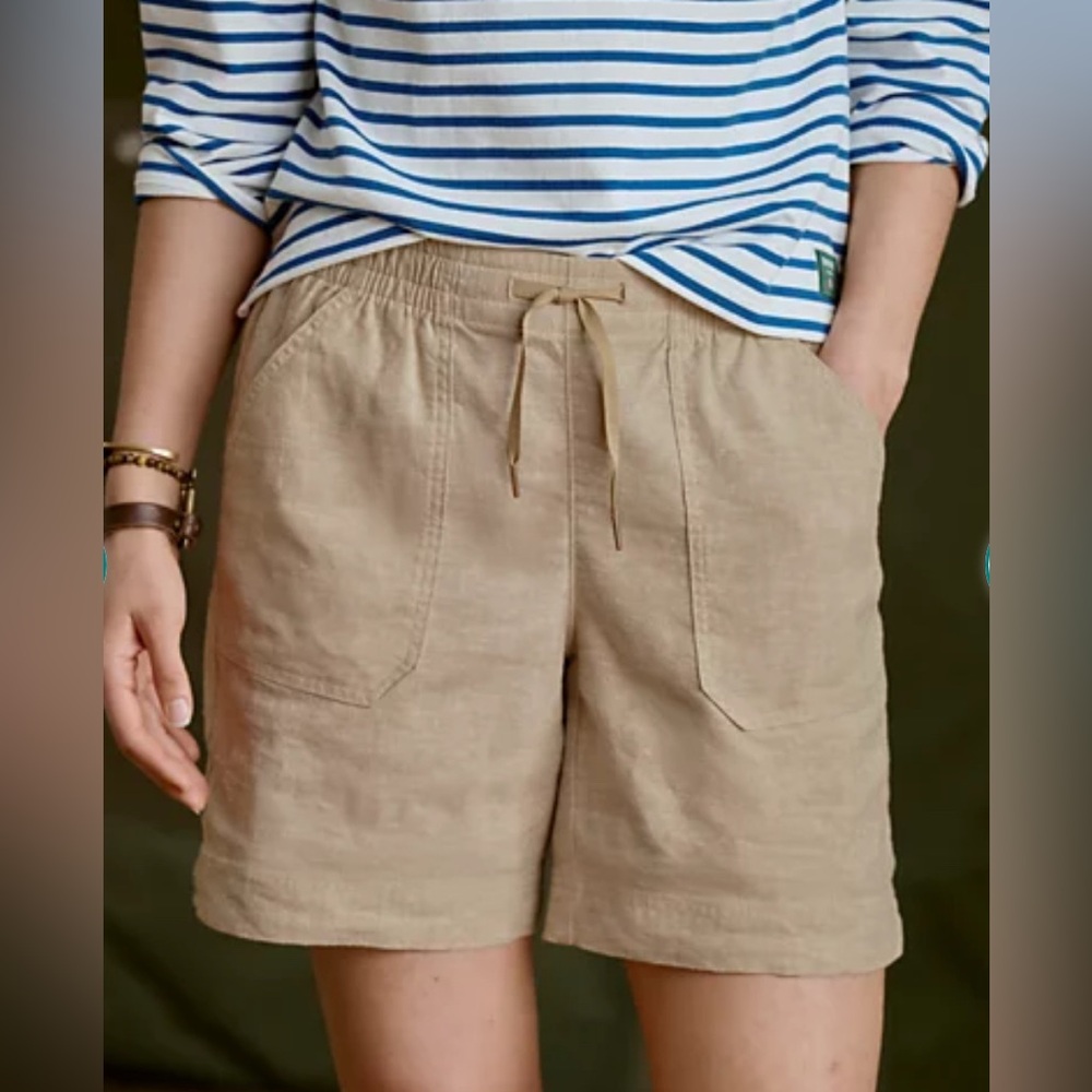 Orvis - Explorer Performance Elastic Waist Linen 7" Shorts Shiitake Color 10 NWT
